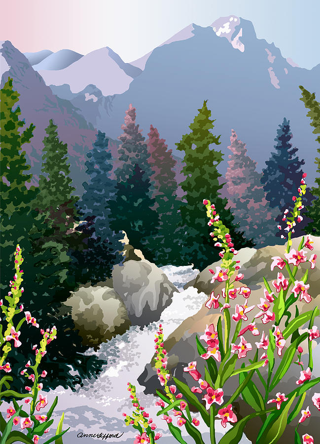 Mountain Digital Art - Mountain Stream by Anne Gifford