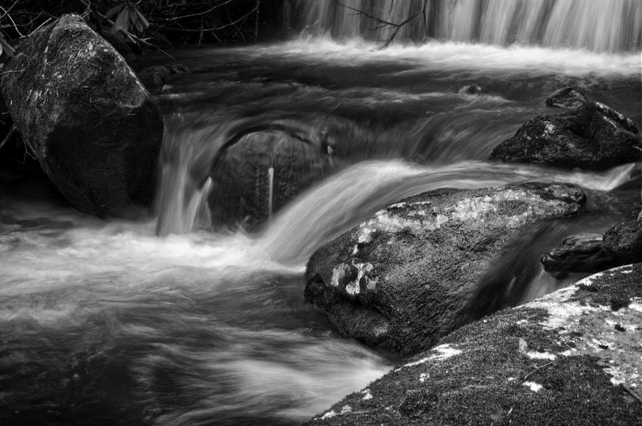 Waterfall Photograph - Mountain Stream In Black and White by Greg and Chrystal Mimbs