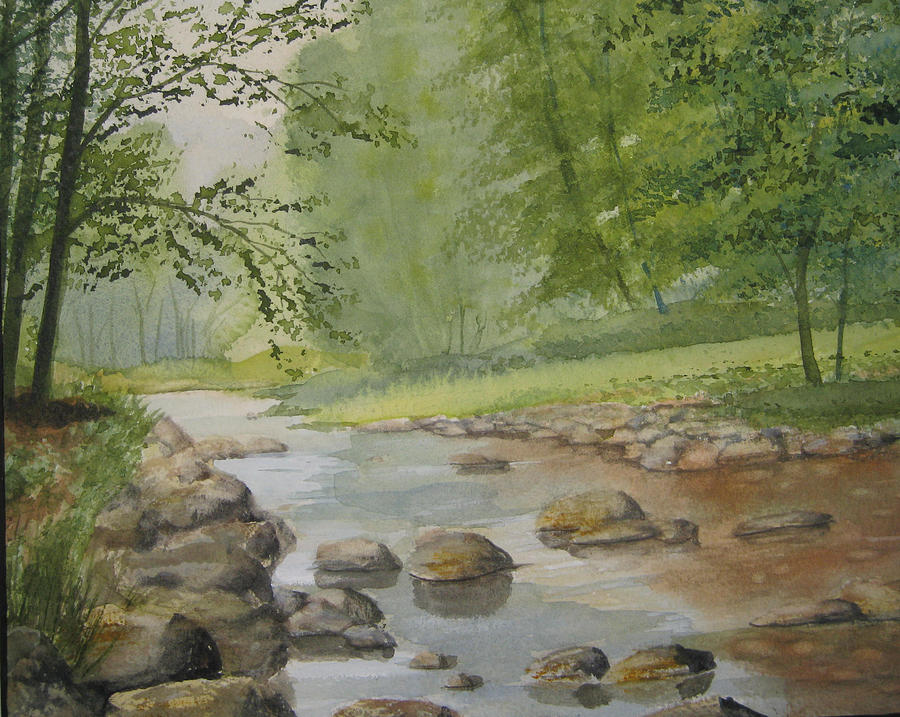 Mountain Stream Painting by Shirley Braithwaite Hunt