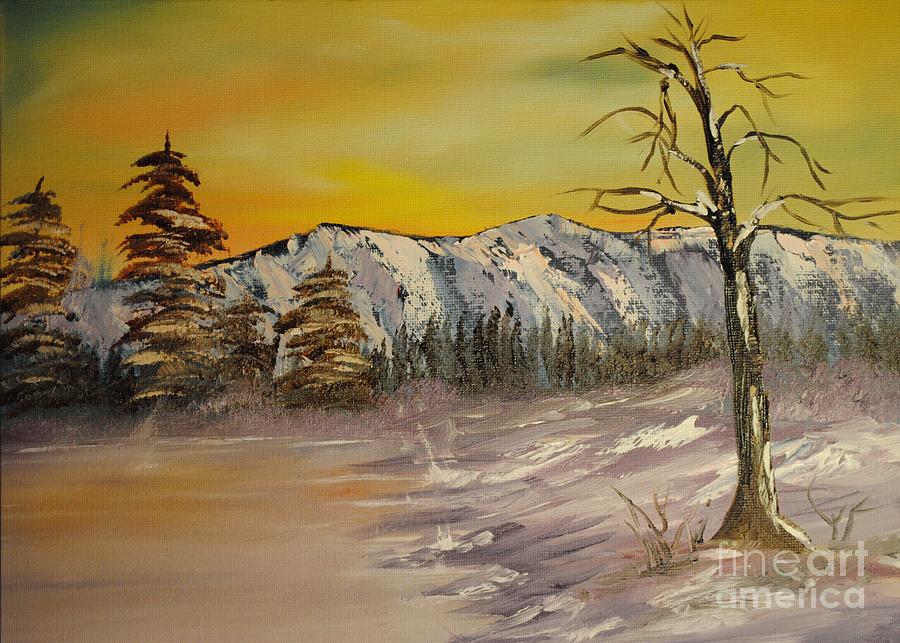 Winter Painting - Mountain Sunrise by James Higgins