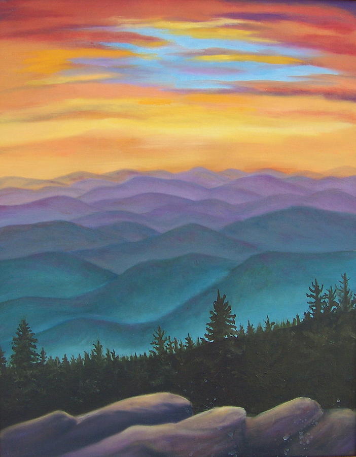 Mountain Sunset Painting by Audrie Sumner