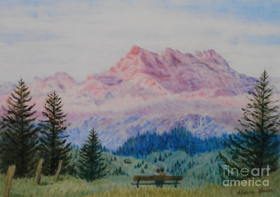Mountain Sunset Dents du Midi Painting by Elaine Jones