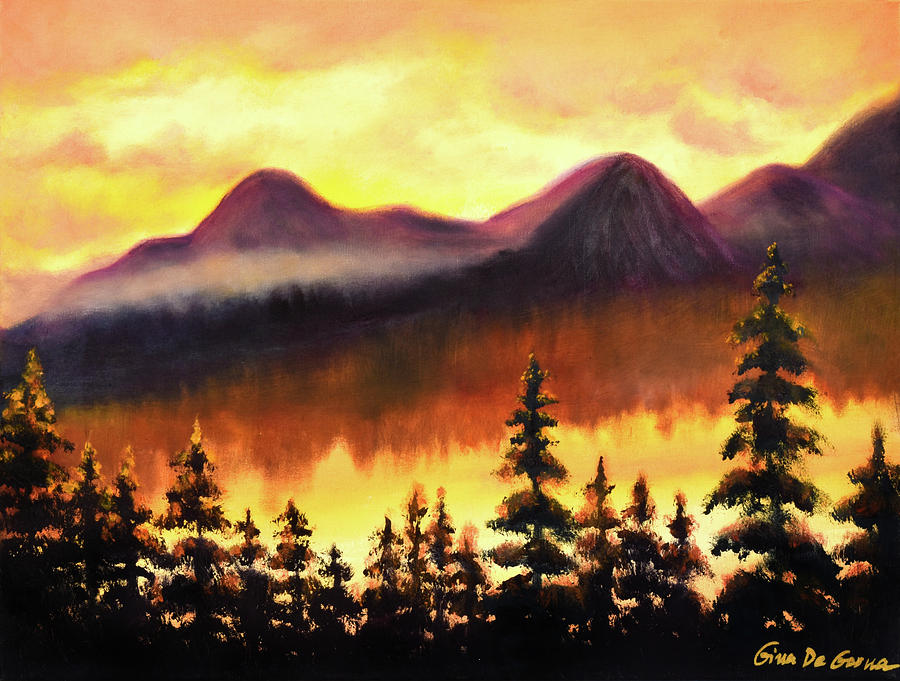 Mountain Sunset Painting by Gina De Gorna
