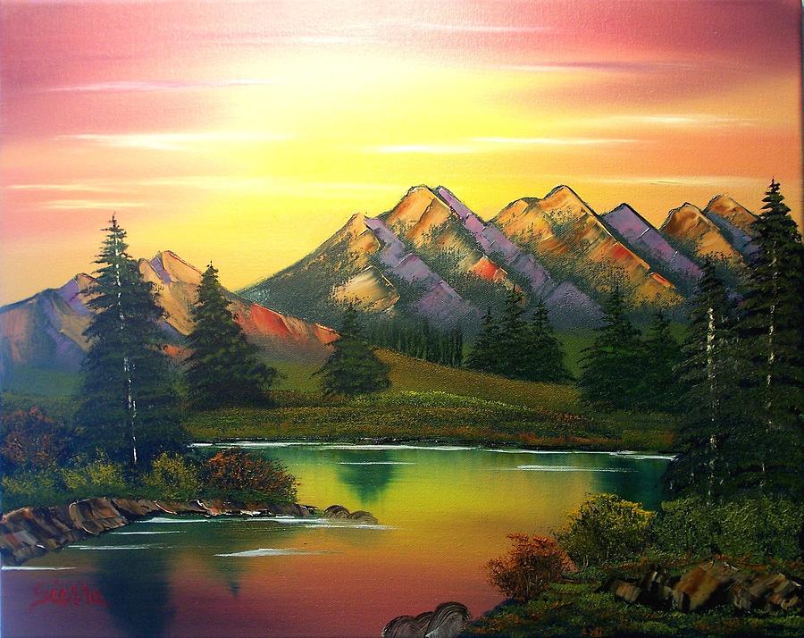 Mountain Sunset Glow Painting by Dina Sierra