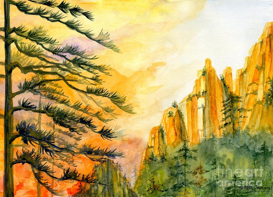 Mountain Sunset Painting by Melly Terpening