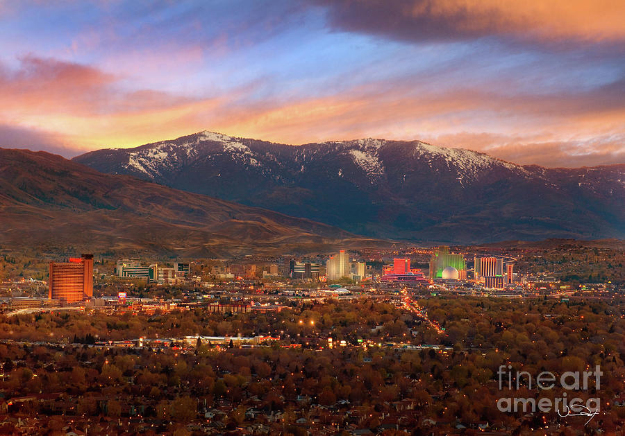 Mountain Sunset Of Reno Nevada Photograph by Vance Fox