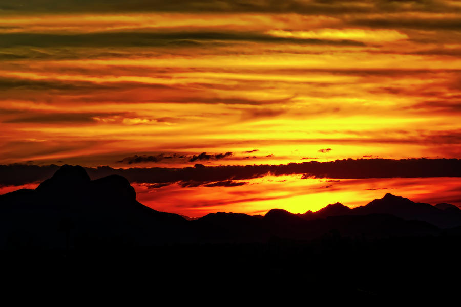 Mountain Sunset Silhouette h1801 Photograph by Mark Myhaver