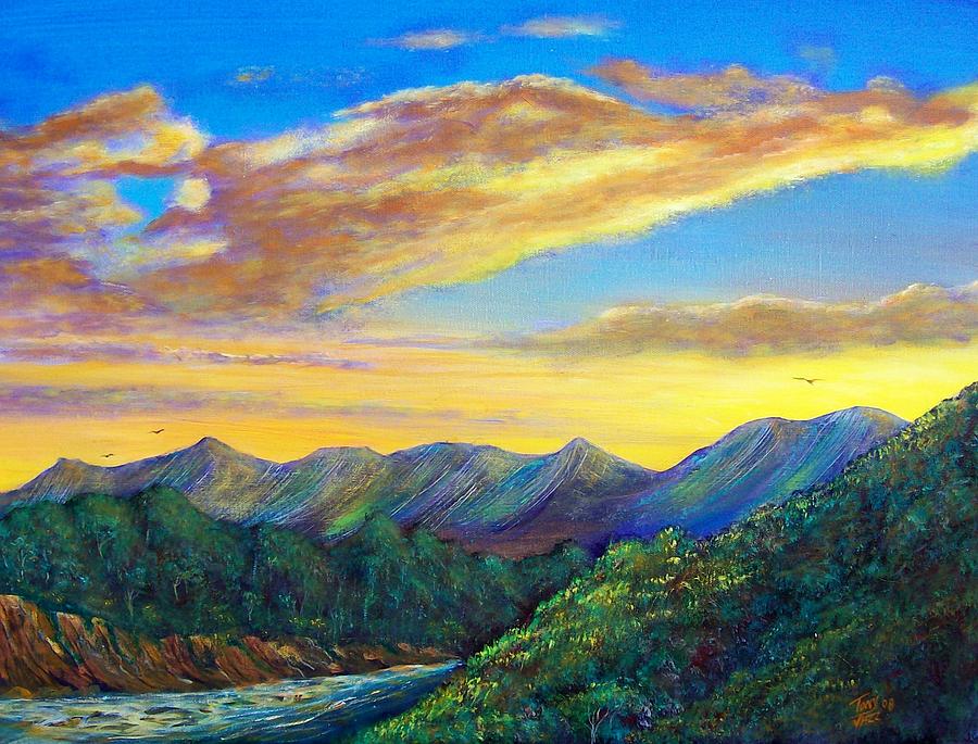Mountain Sunset Painting by Tony Rodriguez