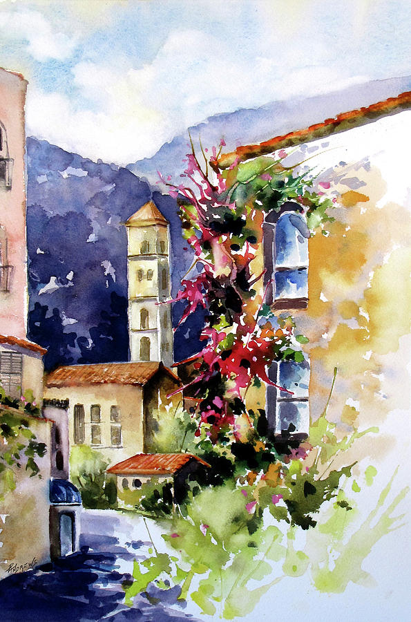 Mountain Painting - Mountain Town, Spain by Rae Andrews