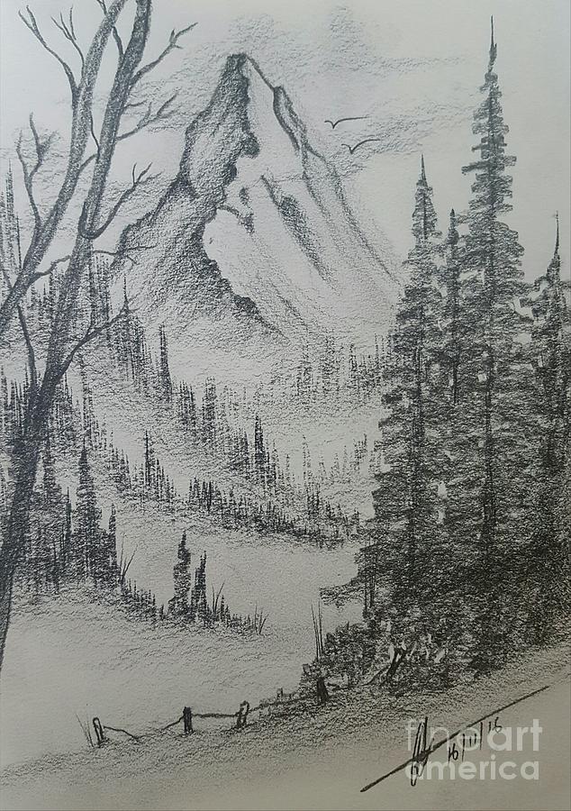 Mountain Tranquility  Drawing by Collin A Clarke