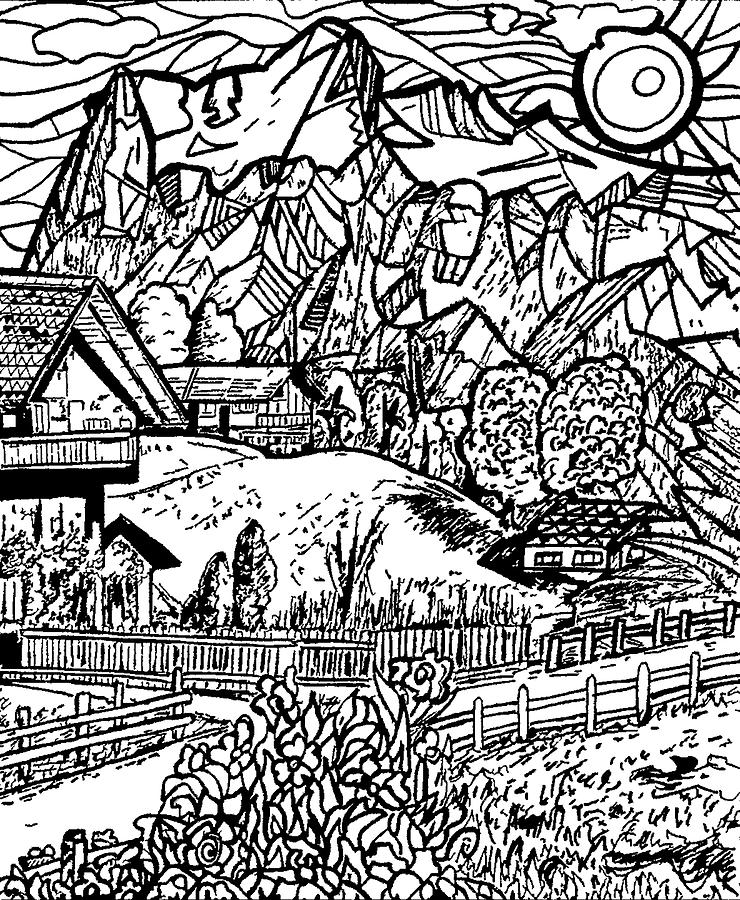 Mountain travels Drawing by Monica Engeler