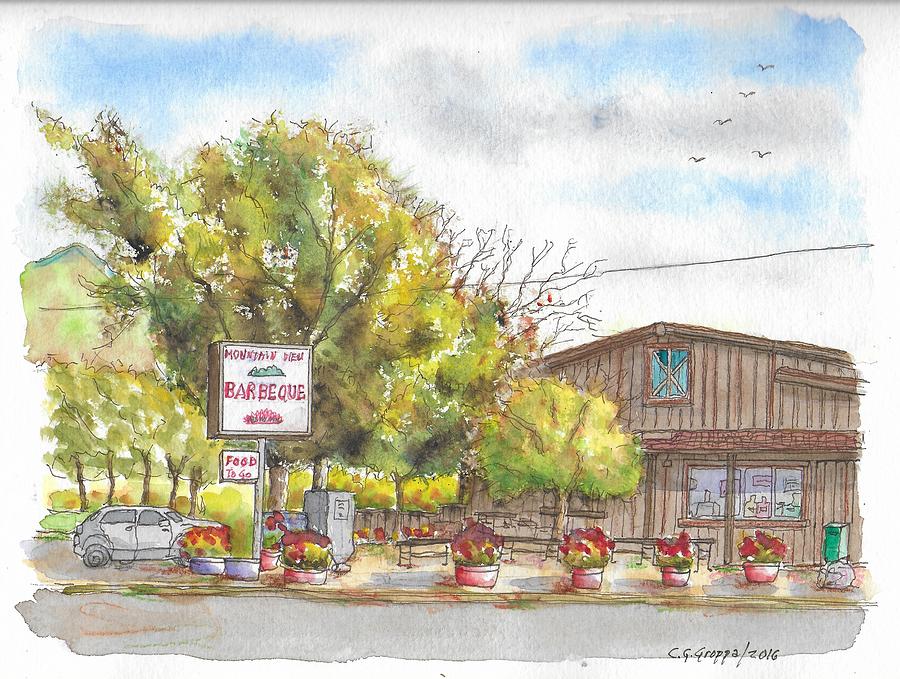Mountain View Barbeque in Walker, California Painting by Carlos G Groppa