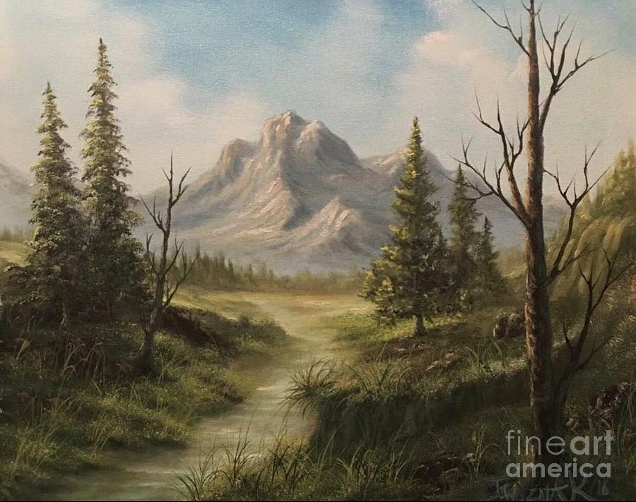 Mountain view  Painting by Justin Wozniak