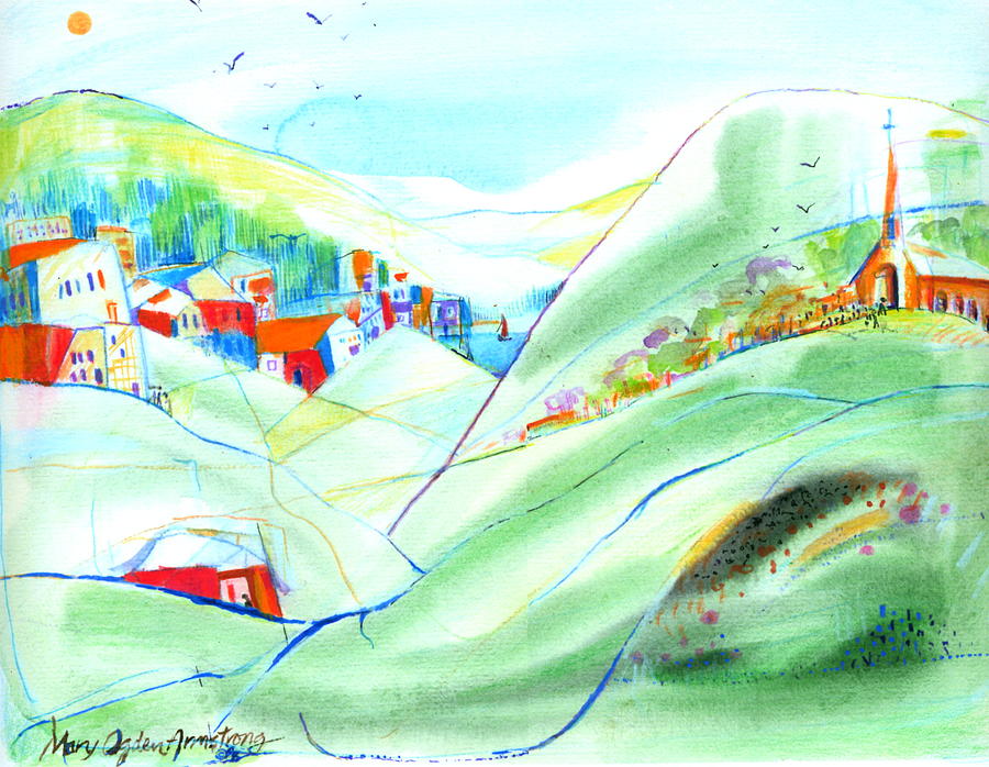 Mountain Village Painting by Mary Armstrong