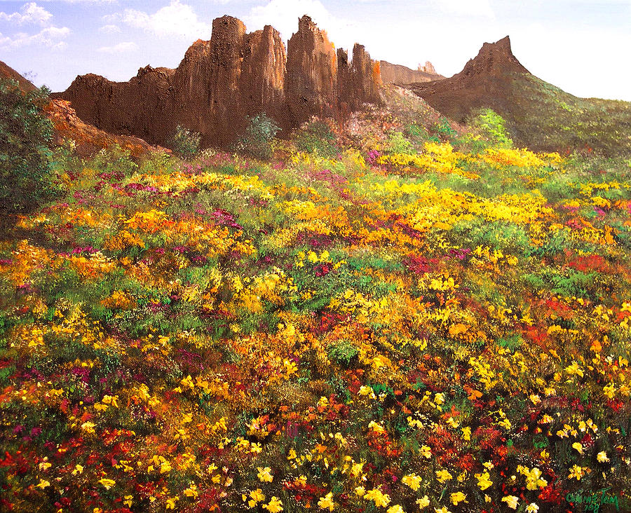 Landscape Painting - Mountain Wildflowers II by Connie Tom
