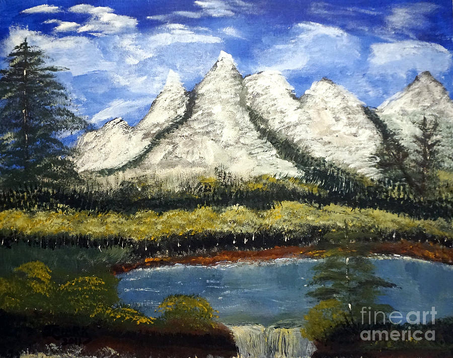 Mountains and Evergreens Painting by Jimmy Clark