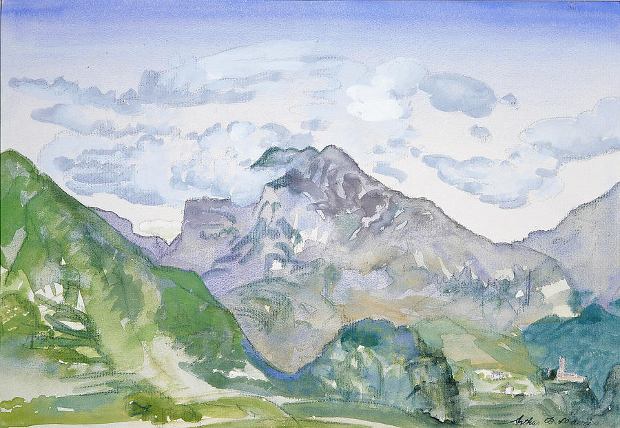 Arthur Bowen Davies Drawing - Mountains by Arthur Bowen Davies