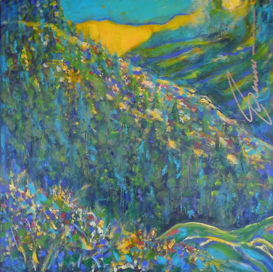 Mountains in Blue Painting by Genevie Henderson - Fine Art America