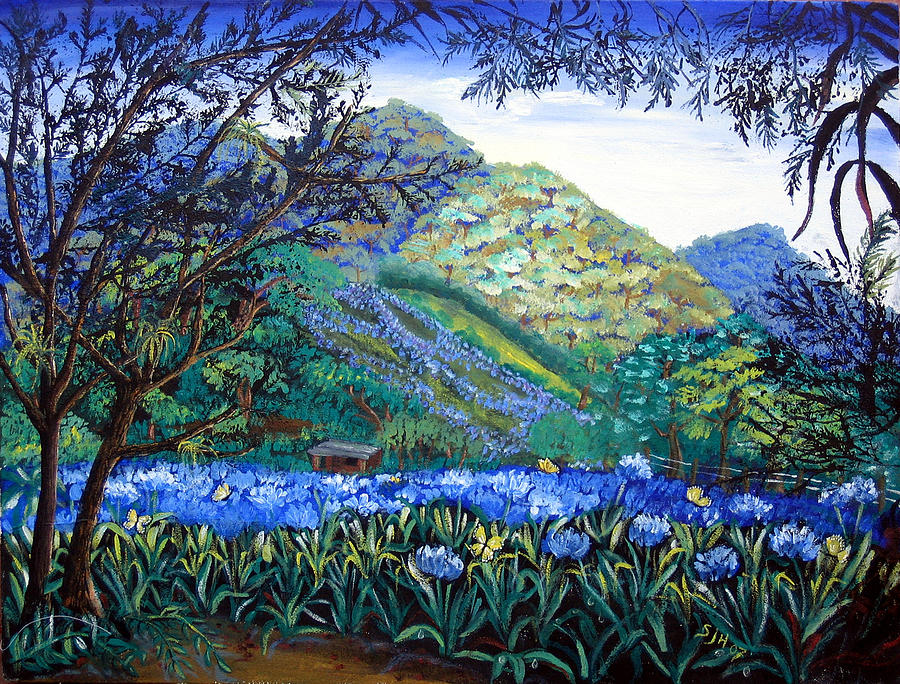 Mountains in Blue Painting by Sarah Hornsby