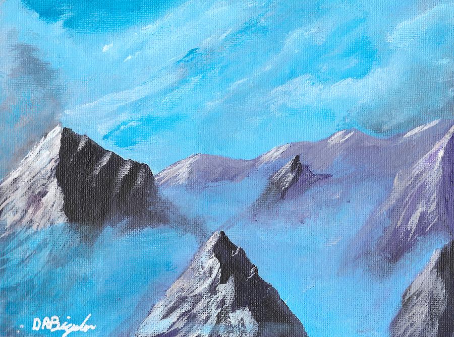Mountains in mist  Painting by David Bigelow