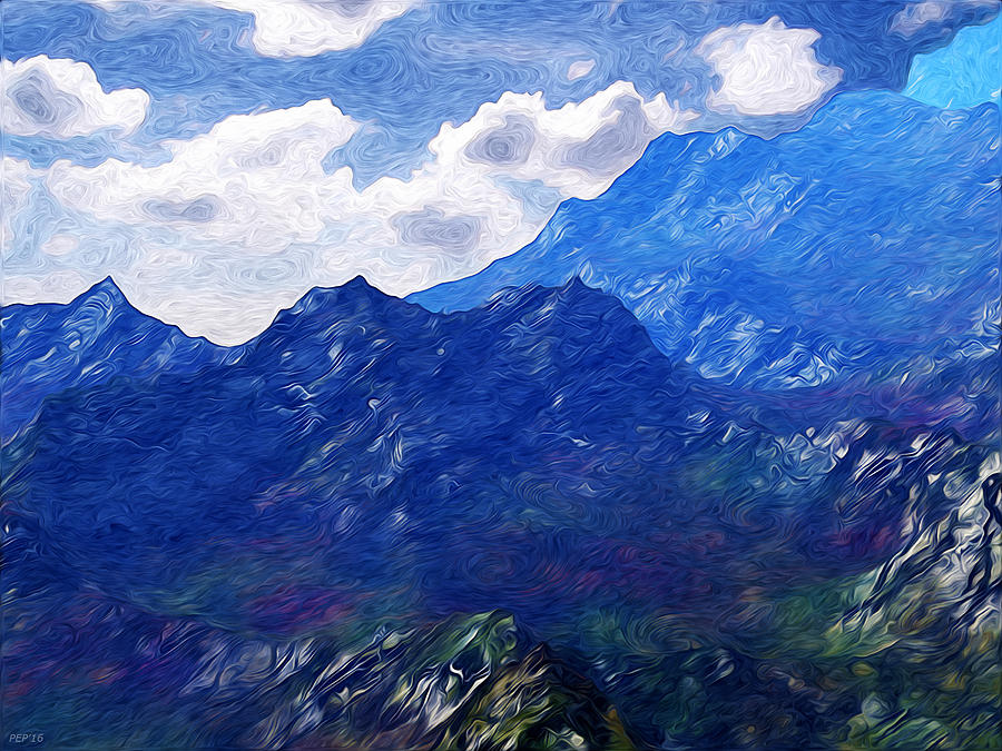 Mountains Into A Blue Sky Digital Art by Phil Perkins