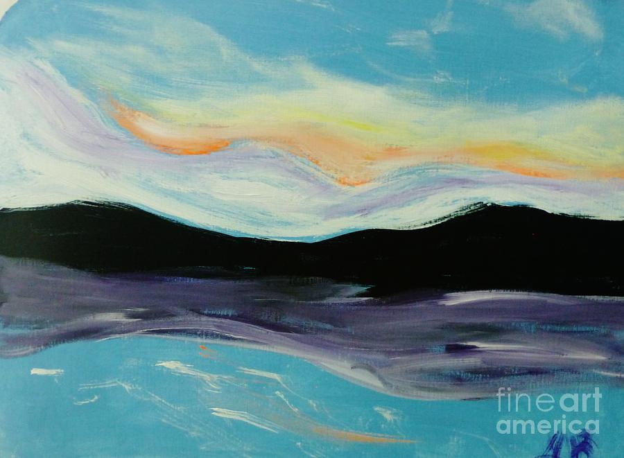 Mountain Painting - Mountains Clouds and Sea by Marie Bulger