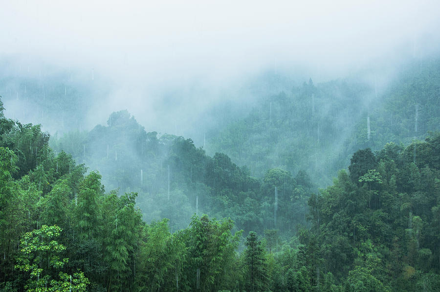 Mountains scenery in the mist Photograph by Carl Ning