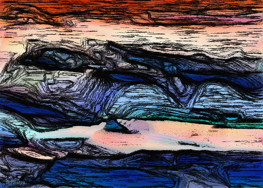 Mountains Valleys and Lake Abstrract Digital Art by Dee Flouton