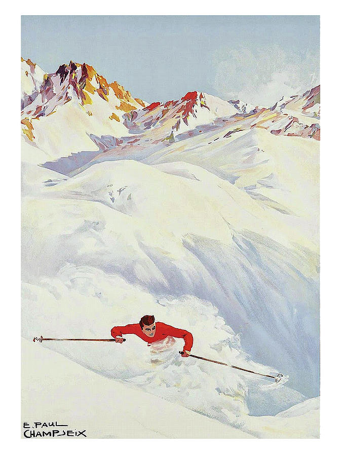 Mountains, winter ski sport Painting by Long Shot