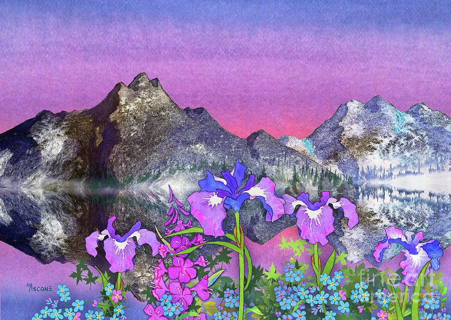 Mountains with Summer Flowers Painting by Teresa Ascone
