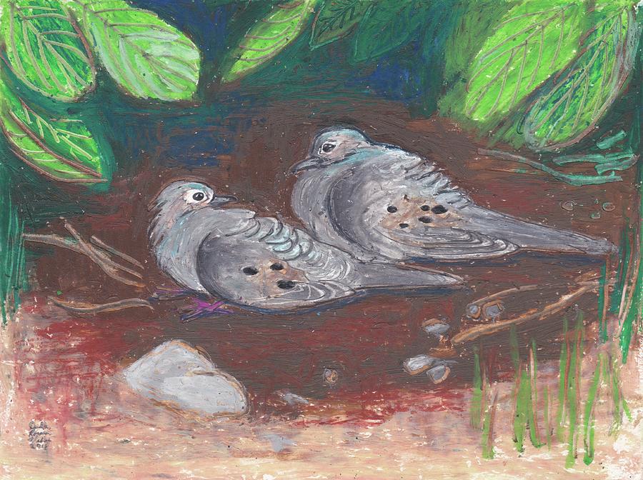 Mourning Doves in the Shade Pastel by Danielle Rosaria