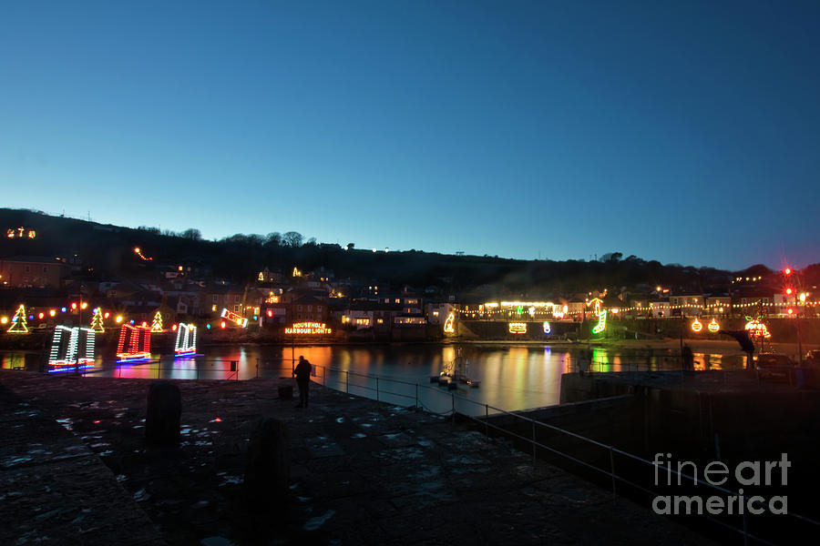 Mousehole Village Lights at Christmas Photograph by Terri Waters