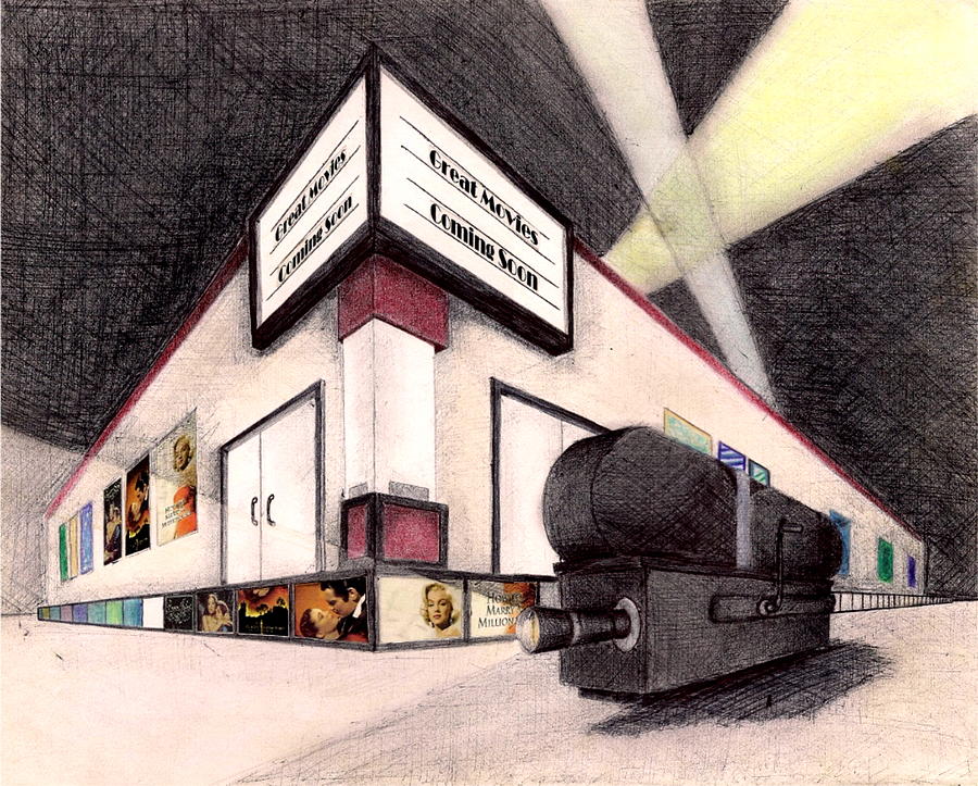 Movie Theater Drawing by Scarlett Royale