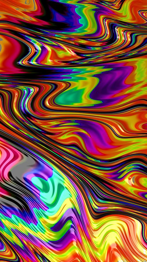 Abstract Digital Art - Moving Colour Vivid Ripples  by Mo Barton