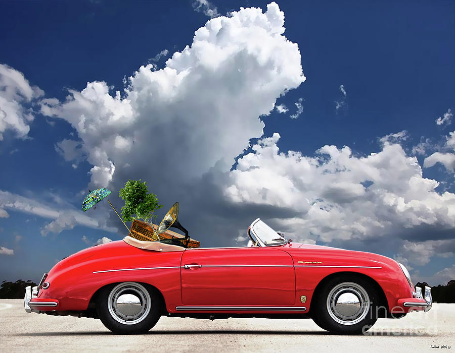 Steve Mcqueen Mixed Media - Moving Day, 1958 Red Porsche 356A, 1600 Speedster by Thomas Pollart