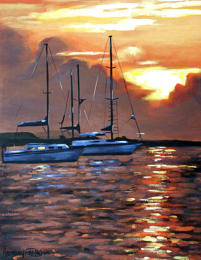 Sunset Painting - Moving Toward The Light by Anthony Falbo
