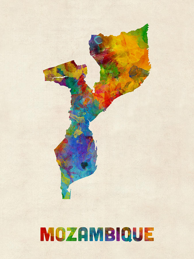 Mozambique Watercolor Map Digital Art by Michael Tompsett