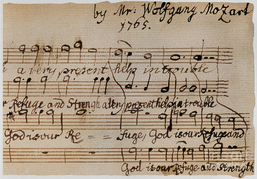 Mozart -  Motet Manuscript Drawing by Wolfgang Amadeus Mozart