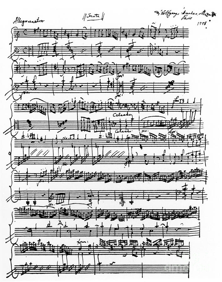Mozart Piano Sonata in A Minor Drawing by Wolfgang Amadeus Mozart