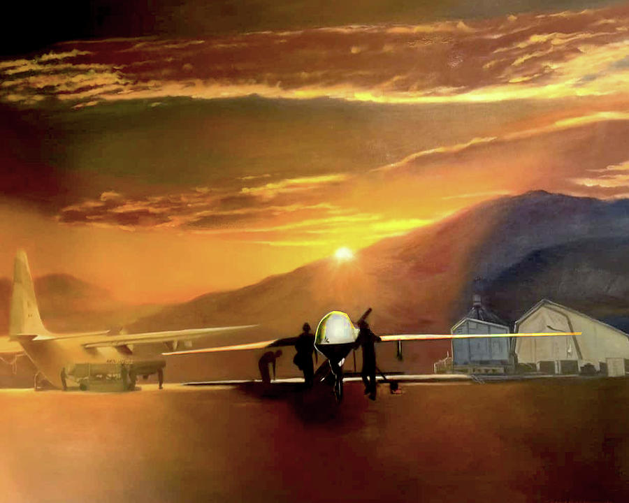 MQ-1 Predator Titled Anytime Anyplace Painting by Todd Krasovetz