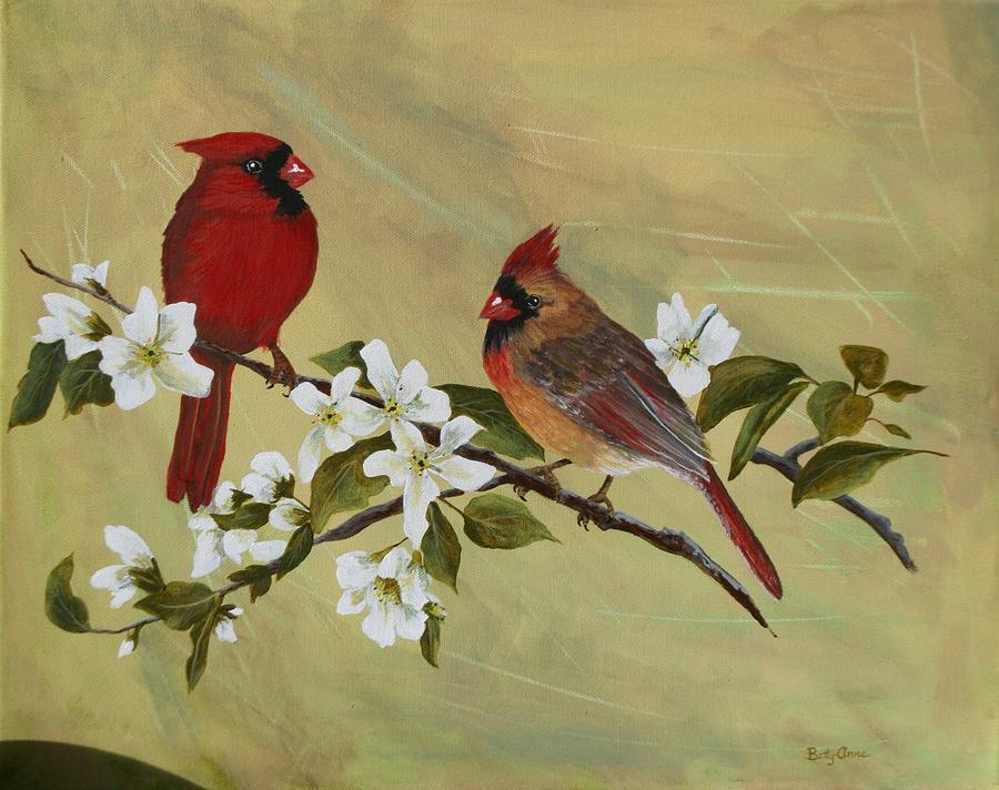 Mr and Mrs Cardinal Painting by Betty-Anne McDonald