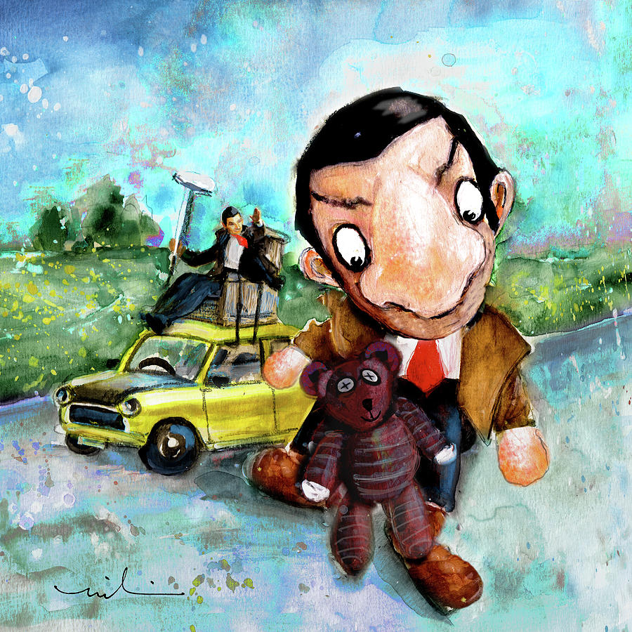 Mr Bean And Teddy Painting by Miki De Goodaboom - Fine Art America