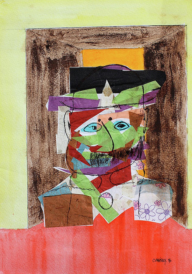 Mr Bloom Collage Drawing by Roger Cummiskey