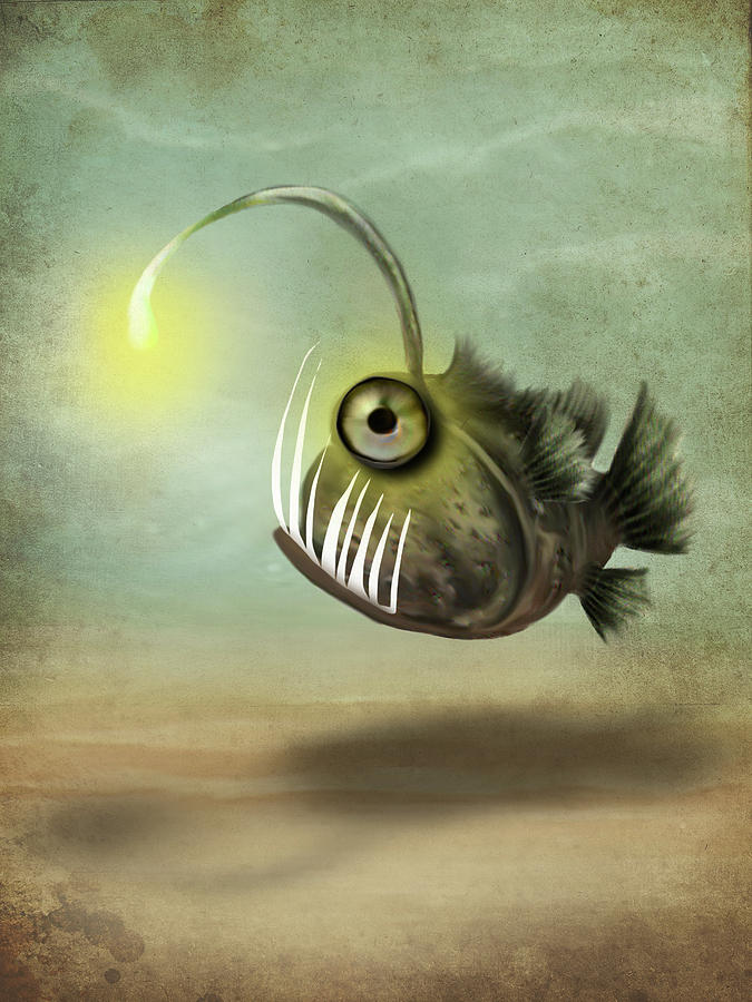 Mr. Fishy on His Own Digital Art by Jessica Von Braun