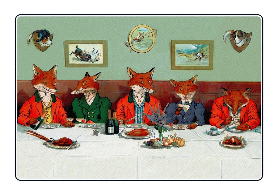Mr Foxs Hunt Breakfast on Xmas Day Mixed Media by Harry Neilson