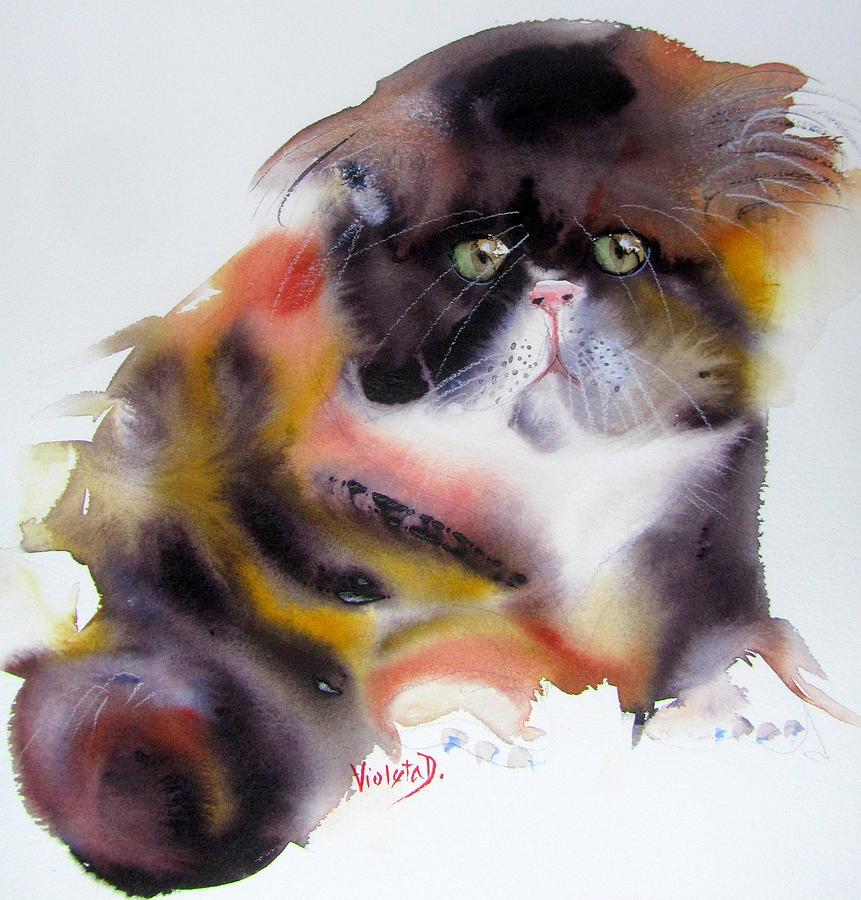Cat Painting - Mr. Hardy by Violeta Damjanovic-Behrendt Cat Painting - Mr. Hardy by Violeta Damjanovic-Behrendt