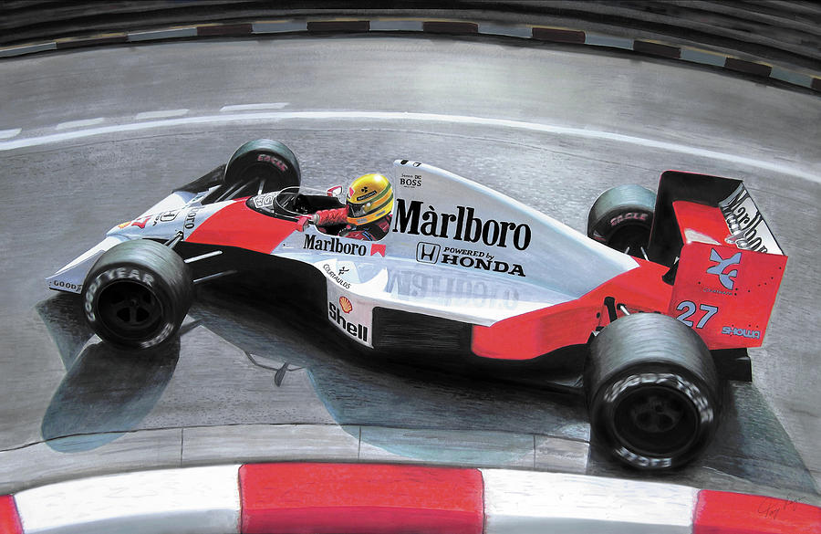 Mr Monte Carlo Ayrton Senna Mclaren Honda Mp4 5b F1 Art By
