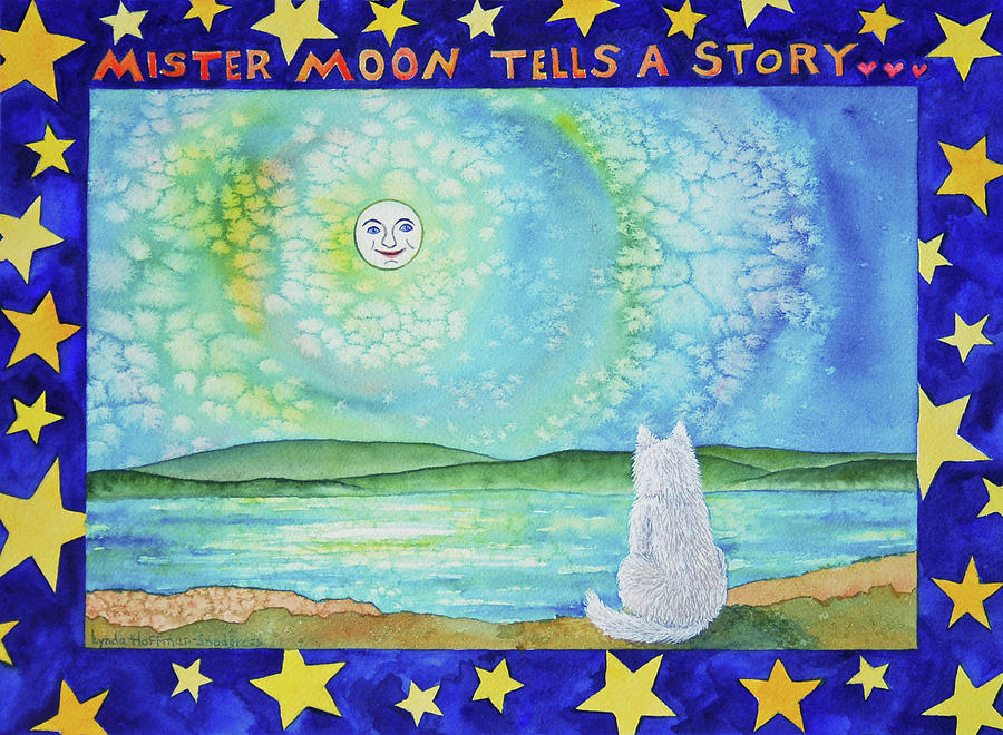 Mr Moon Tells A Story Painting by Lynda Hoffman-Snodgrass