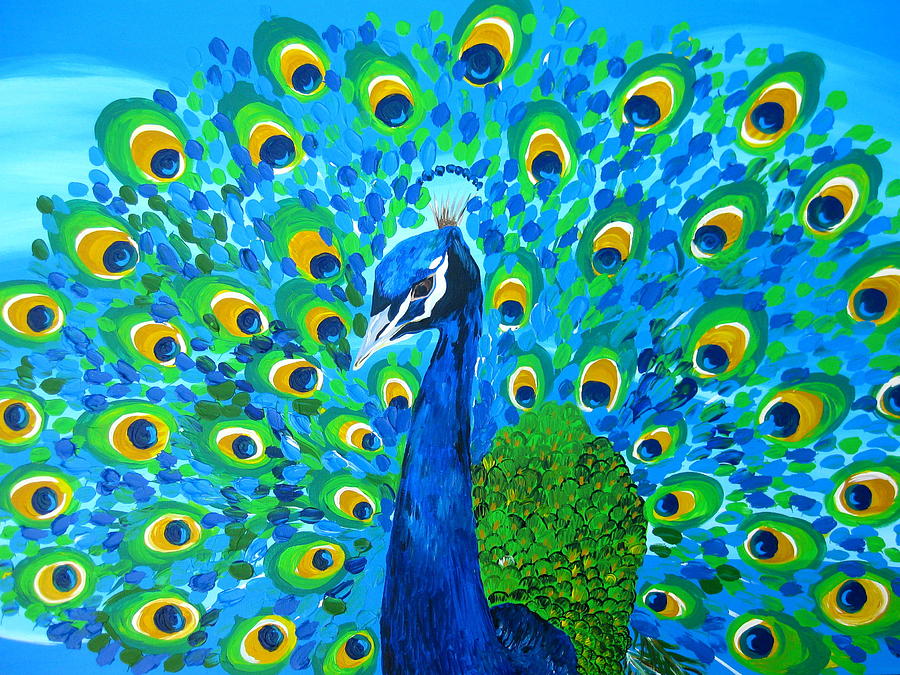 Peacock Painting - Mr Peacock by Cathy Jacobs