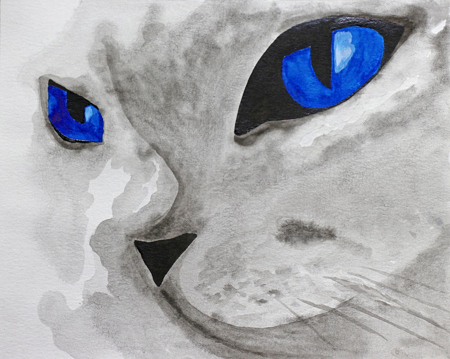 Cat Painting - Mr Silver by Iryna Goodall